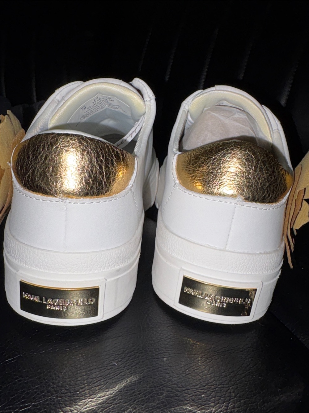 White Sneakers with Gold Floral Appliqués - Picture 5 of 7